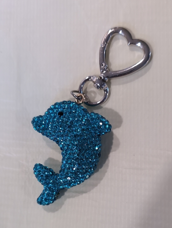 Accessories - Blue Crystal Dolphin Keychain with Heart Clip